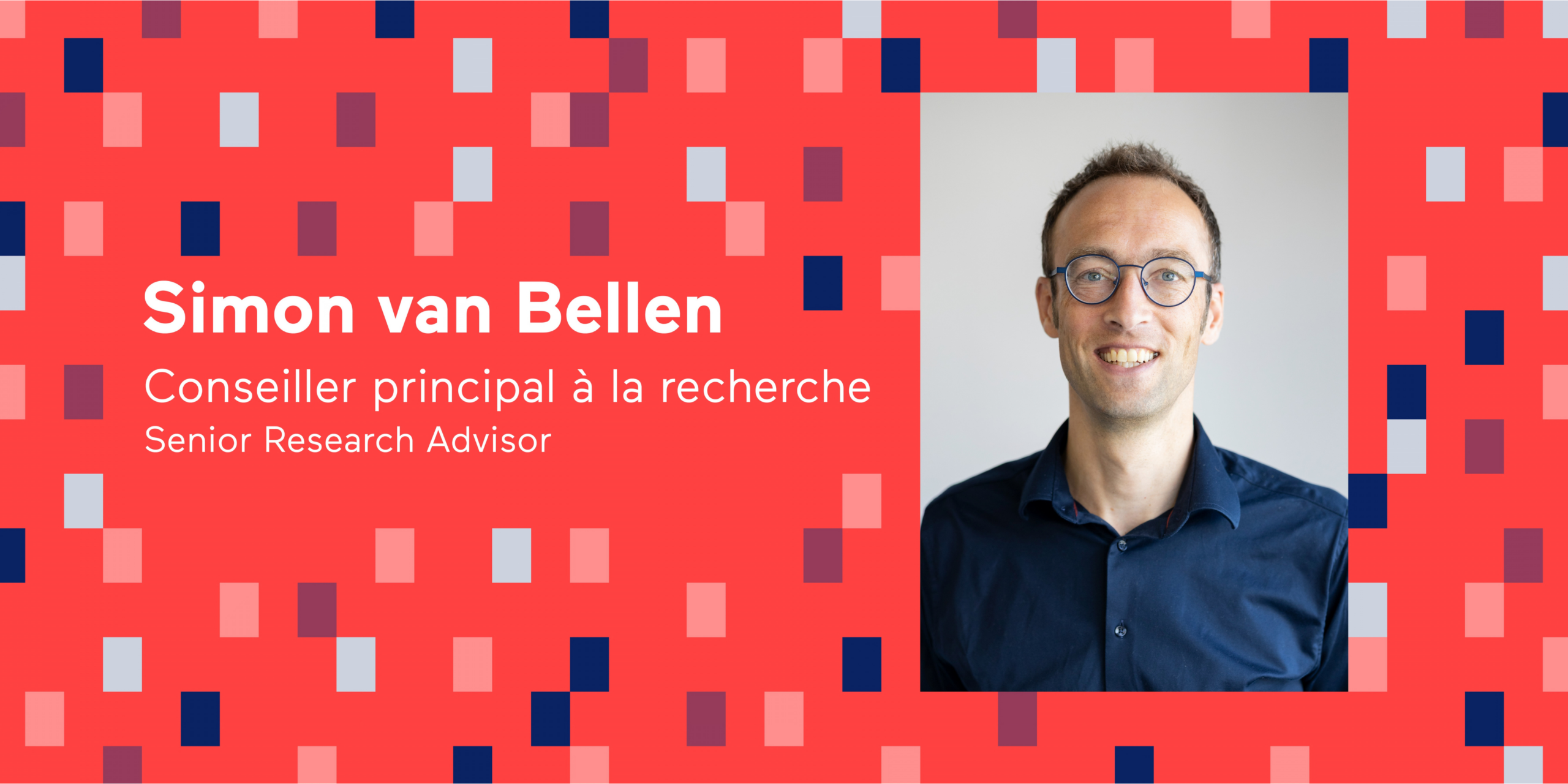 Photo de Simon van Bellen sur fond rouge.